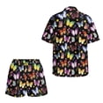 thumbnail image 5 of FKEKYI Colorful Butterfly Print 2 Piece Short Set for Women Summer Outfits Beachwear Open Front Top Shirt & Shorts with Elastic Waistband Casual Loungewear Resort Wear, M, 5 of 7