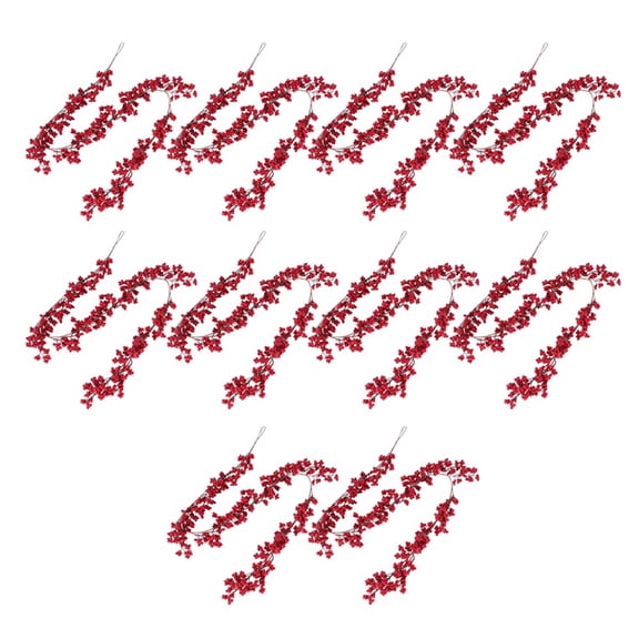 10pcs 5.9 Ft Red Berry Garland Artificial Burgundy Red Pip Christmas Garland for Fireplace Decorations Holiday Decor