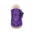 thumbnail image 2 of BLISSFUL STEP Women's Ankle Boots Flower Stiletto Heel Pointy Toe Zipper Faux Leather Dress Booties Purple 7, 2 of 8