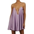 thumbnail image 2 of ITFABS Women?s Solid Color Hollow V-neck Chain Suspender A-line Short Dress, 2 of 10
