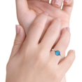 thumbnail image 5 of Round Petite Dainty Oxidized Ring Lab Created Blue Opal 925 Sterling Silver Size 6, 5 of 5