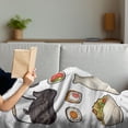 thumbnail image 3 of Wasabi Soft Flannel Fleece Throw Blanket, Traditional Japanese Teapot Sushi Chopsticks Noodle Cherry Blossom Sakura, Cozy Plush for Indoor and Outdoor Use, 60" x 80", Multicolor, by Ambesonne, 3 of 5