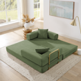 thumbnail image 2 of Jopath 78" Convertible Sofa Bed with Fixed-Shape Frame and Removable Armrests,Futon Boneless Couch Lounge Loveseat with 2 Pillows,Folding Mattress Couch for Living Room,No Assembly Needed,Green, 2 of 8