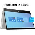 thumbnail image 1 of HP Pavilion X360 2-in-1 14 Business Laptop 14" HD Anti-glare Touchscreen 11th Gen Intel Core i3-1115G4 16GB DDR4 1TB SSD Intel UHD Graphics HDMI USB-C B&O Audio HD Webcam Win 10 Silver, 1 of 7