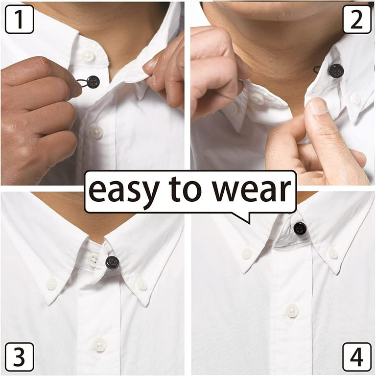 6Pcs Collar Extenders, TRIANU Neck Extenders Shirt Elastic Button Extender  for Men Dress Shirt Cuffs Women Coat, White 