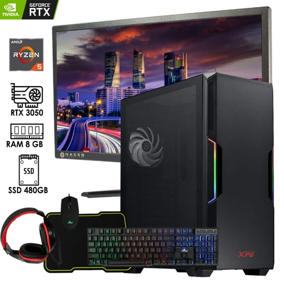PC gamer Ryzen 5 5600G AMD RAM 8GB SSD 480GB NVIDIA RTX 3050 MONITOR 21.5"