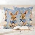 thumbnail image 3 of Happy Easter Pillow Covers 2 Pack Watercolor Yellow Rabbits Spring Floral Leaf Gradient Blue Pillowcase Waterproof Outdoor Throw Pillow Cover for Patio Garden Square Cushion 20”x20”, 3 of 9