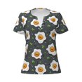 thumbnail image 3 of Naloa Cute Poached Eggs Print T-Shirts Short Sleeve V Neck Tees for Women Fashion Tops Trendy Lightweight Soft Casual Summer Outfits Clothes, 3 of 5