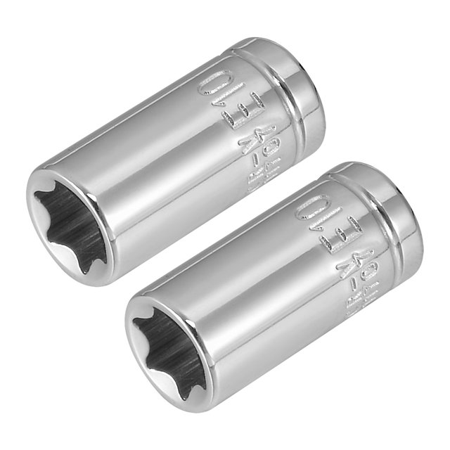 Unique Bargains 2Pcs 1/4-inch Drive E10 External Torx Shallow Socket, Cr-V Steel