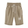 thumbnail image 1 of LOVZFMLL Women's Elastic Waist Baseball Printed Drawstring Shorts Khaki S, 1 of 2