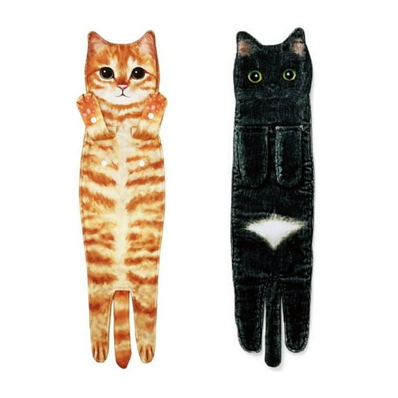 Funny Cat Hand Towels for Bathroom Kitchen Decor Cat Towel, Cute Decor Hanging Face Towels, Super Absorbent Soft B C