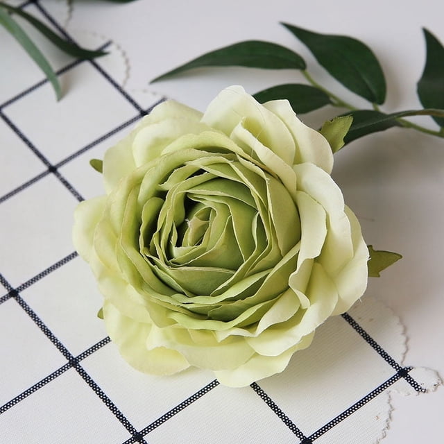 Cabeza de flor de rosa de tela de seda, flor artificial, flor artificial, decoración del hogar para bodas, disfraces