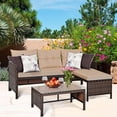 thumbnail image 3 of Patiojoy 3PC Outdoor Furniture Set Rattan Wicker Sofa Table Deck Garden Patio, 3 of 7