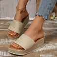 thumbnail image 4 of Hopeusnice Wedges Shoes for Women Open Toe Breathable Soft Eva Materials Summer Shoes Women's Wedges Shoes Wedge Heel Non-Slip Trendy Roman Arch Support Shoes Khaki 43, 4 of 9