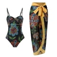 thumbnail image 2 of Gibobby Traje de baño de una pieza Traje de baño de 1 pieza para mujer + 1 pieza para cubrirse Traje de baño de dos piezas con estampado vintage Monokini(Negro,G), 2 of 4