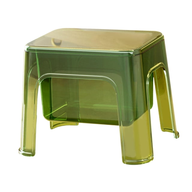 Taburete con escalón, taburete minimalista, estable, portátil, ligero, transparente, para entrada, taburete de almacenamiento otomano para dormitorio, Verde