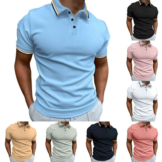Fanxing Mens Golf Shirts Gray Muscle Short Sleeve Golf Shirts Vintage 3 Button Collared T Shirt M