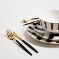 thumbnail image 4 of Ozarke Davi Black Crossroad Plates Set, Fine Bone China (Set of 12), 4 of 9
