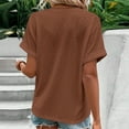thumbnail image 4 of TKLPEHG Summer Tops for Women Trendy Short Sleeve V Neck Eyelet Shirts Dressy Casual Loose Ladies Blouses Going Out Tops (Brown,XXXL), 4 of 6