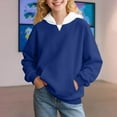 thumbnail image 4 of Girls' Fall Clothing Soft Hoodies with Pocket Long Sleeve Baggy Sweatshirt Winter Fleece Lined Pullover Tops (2 Years, Blue), 4 of 7