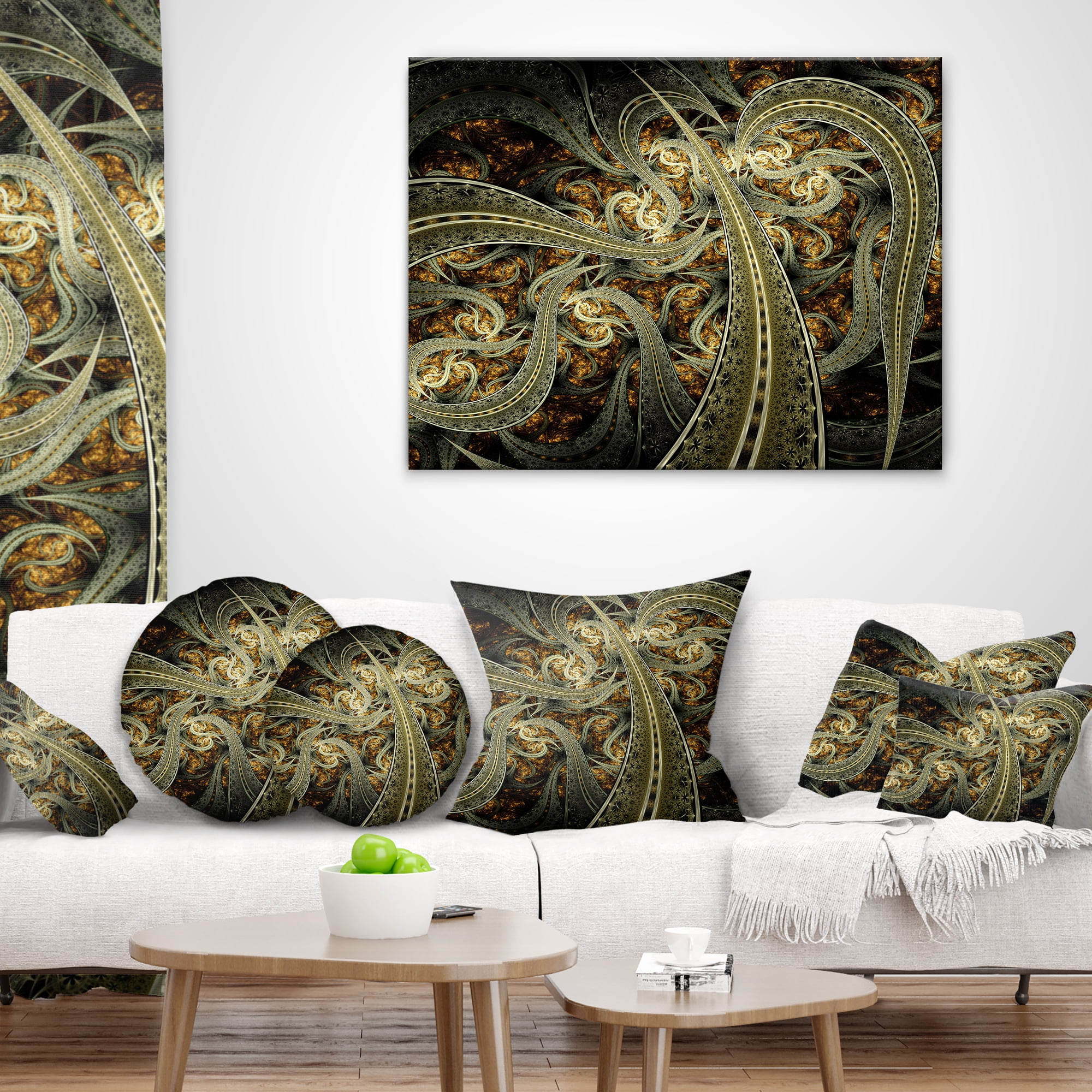 Designart Metallic Fabric Pattern - Abstract Throw Pillow - 16x16