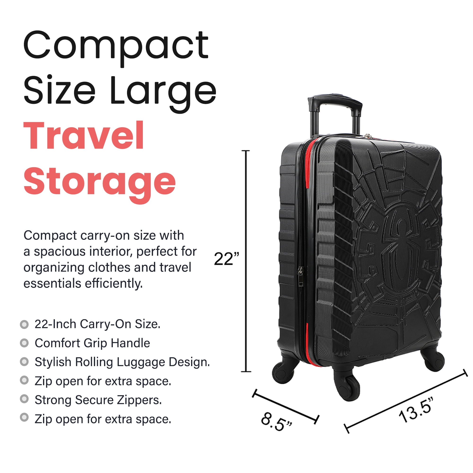 Marvel Spider-Man Spider Logo Black 22" 4-Wheel Rolling Luggage