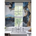 thumbnail image 3 of Navy Blue Semi Sheer Curtains 72 Inch Length 2 Panels Set, Abstract Color Block Vintage Modern Sheer Kitchen Curtain Privacy Voile Window Curtain for Living Room Bedroom Rod Pocket Drapes, 3 of 7