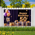 thumbnail image 4 of Sparkling Design Happy 50th Birthday Luxurious Theme Party Banner for Milestone Event Adult Celebration Indoor Decoration, 4 of 7