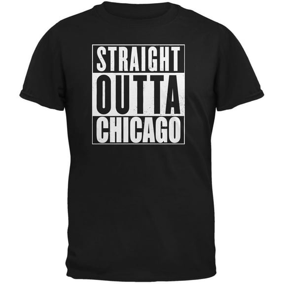 Straight Outta Chicago Black Adult T-Shirt - 2X-Large