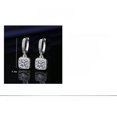 thumbnail image 2 of Pendientes de plata de imitación de moissanita de 1 quilate con diseño de princesa y hebilla de oreja de circonita para mujer, 2 of 5