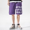 thumbnail image 2 of Pantalones cortos casuales con estampado de letras de verano para hombre, pantalones cortos holgados de moda de calle alta, pantalones cortos Y2K nuevos de 2023, pantalones cortos para gimnasio, balon, 2 of 5