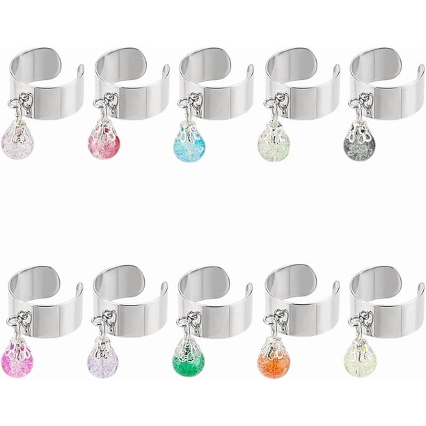 Anillos ajustables de acero inoxidable con dijes de corazón de cristal, anillo para mujer, anillos ajustables, anillos abiertos para dedos para Año Nuevo, regalos de Navidad, anillo de joyería.