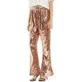 thumbnail image 2 of Feinuhan Women's Elastic Waist Sparkly Sequin 70's Disco Flare Wide Leg Pants (Small, Rose), 2 of 6