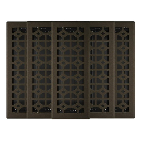 4in x 12in Templar Style Bronze Age Metal Heating and Cooling Air Floor Register (5 PACK) - Overall 5 1/4" x 13 1/4"