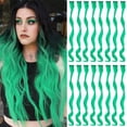 thumbnail image 1 of LAICAIW 16 Pcs Extensions de Cheveux Colorées Bouclées Ondulées à Clipser Postiche Synthétique à Rayures pour Filles Femmes Enfant, Mèches de Fête Multicolores (Vert), 1 of 6