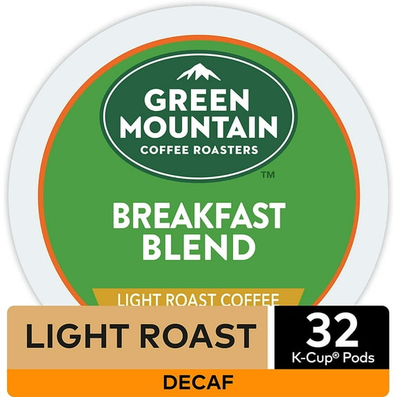 Green Mountain Coffee Roasters, Breakfast Blend Decaf Coffee, Keurig Single-Serve K-Cup Pods, Light Roast, 32 Count
