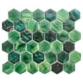 thumbnail image 6 of The Tile Life Agate 2 in x 2 in Hexagon Emerald Glossy Porcelain Mosaic Wall Tile 1 Sheet, 6 of 15