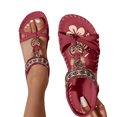 thumbnail image 4 of EliteGoogv Womens Flat Sandals Bohemian Hollow Out Rhinestone Flower Arch Support Toe Post Sandals For Women Summer Beach Shoes Womens Sandals RD2 US :10.5, 4 of 9
