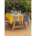 thumbnail image 3 of Outdoor Tablecloth with Umbrella Hole for Patio/Picnic/Party/Camping, Yellow Grey Stripes Waterproof Table Cloth Rectangle Table Cover Washable, Abstract Lines Geometric Modern Art (54"x 80"), 3 of 8