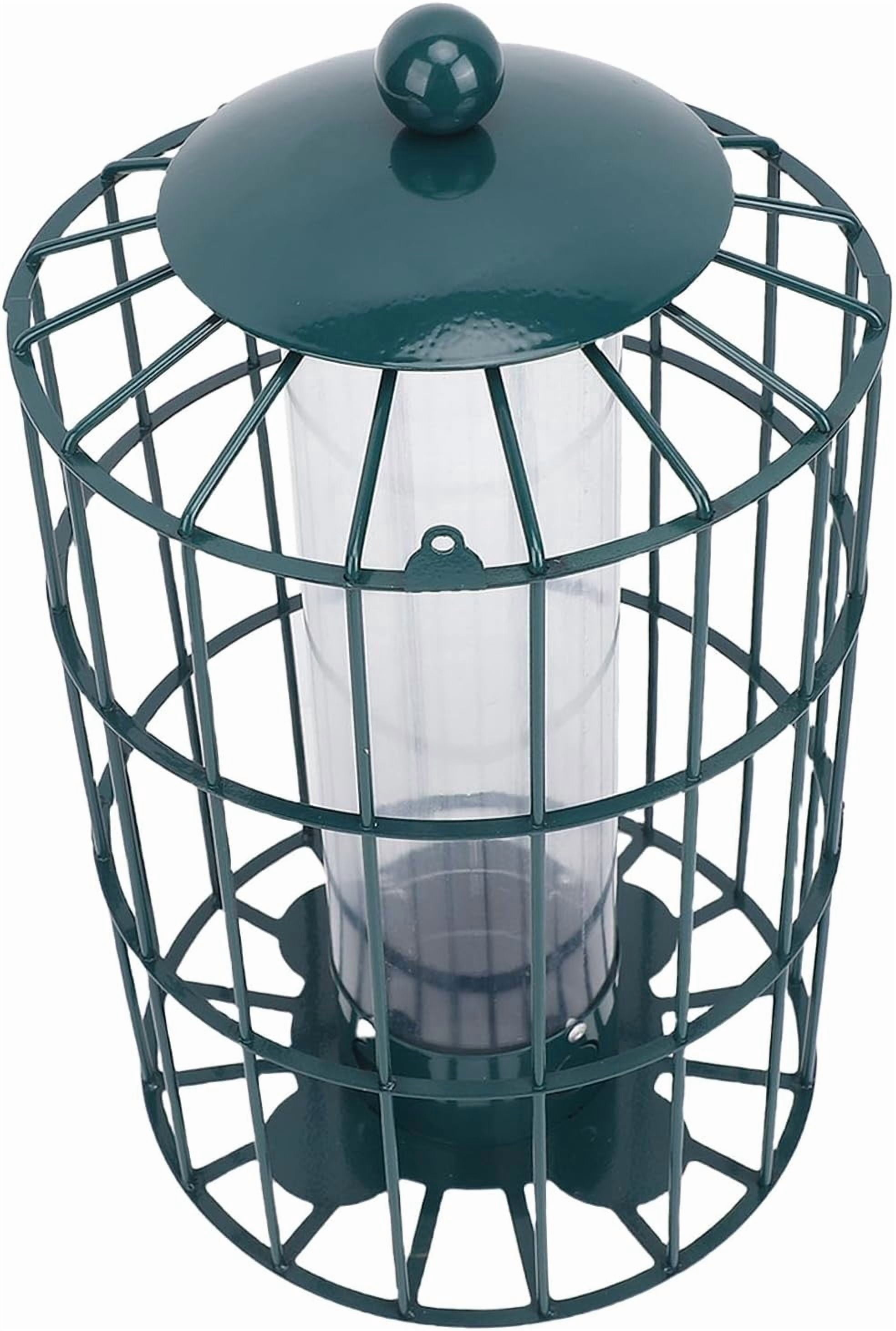 Diceymbol Squirrel Proof Cage Hanging Bird Feeder Outdoor Wild Bird Feeder With Clear Acrylic Reservoir Rustproof Metal Chain Feeder For Garden Patio Yard And Backyard Bird Watching