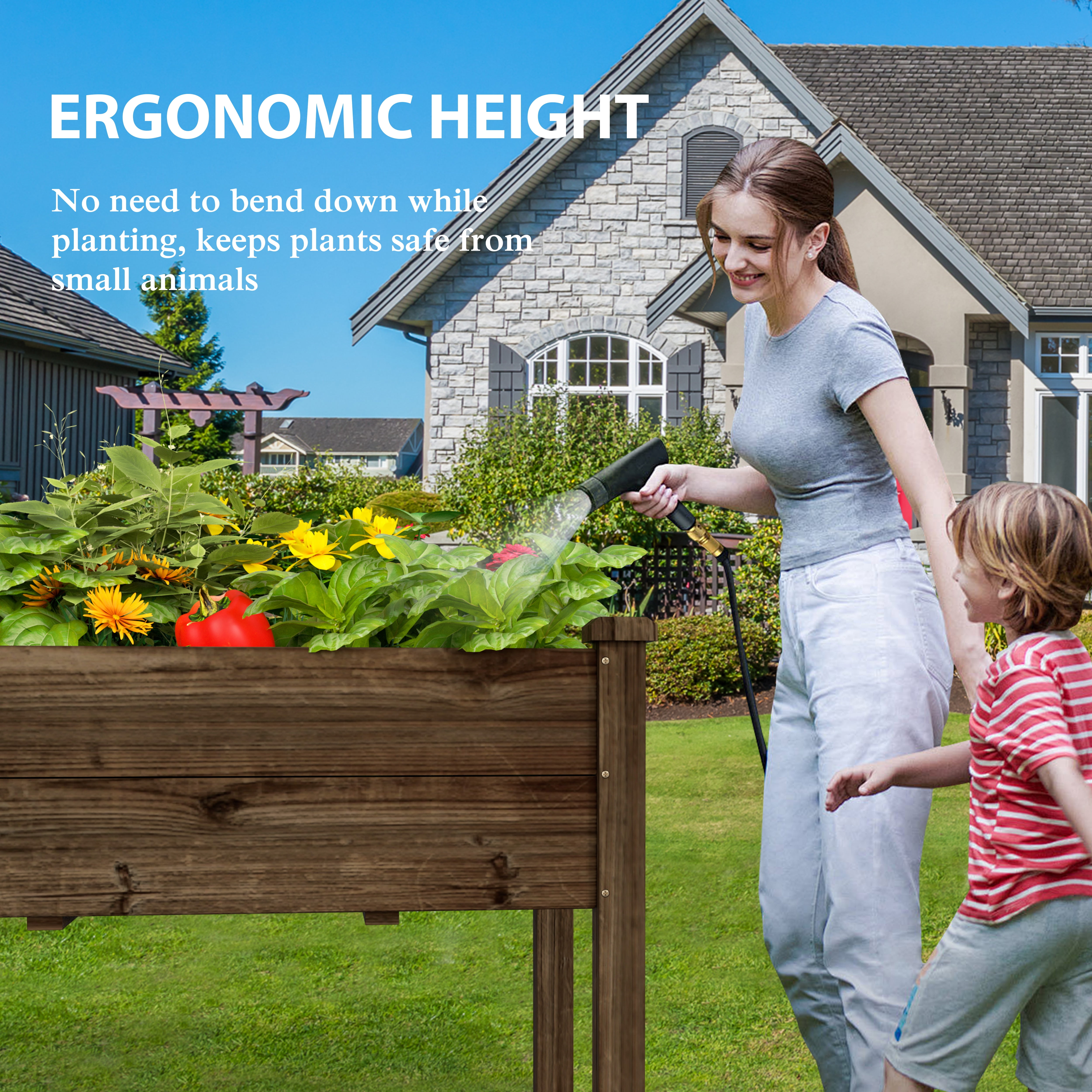 VEIKOUS 72.4"H Raised Garden Bed, Cedar Wood 6.8 Cu Ft Elevated Planter Box for Vegetables, Flowers, Herbs w/Drainage Holes, Rustic