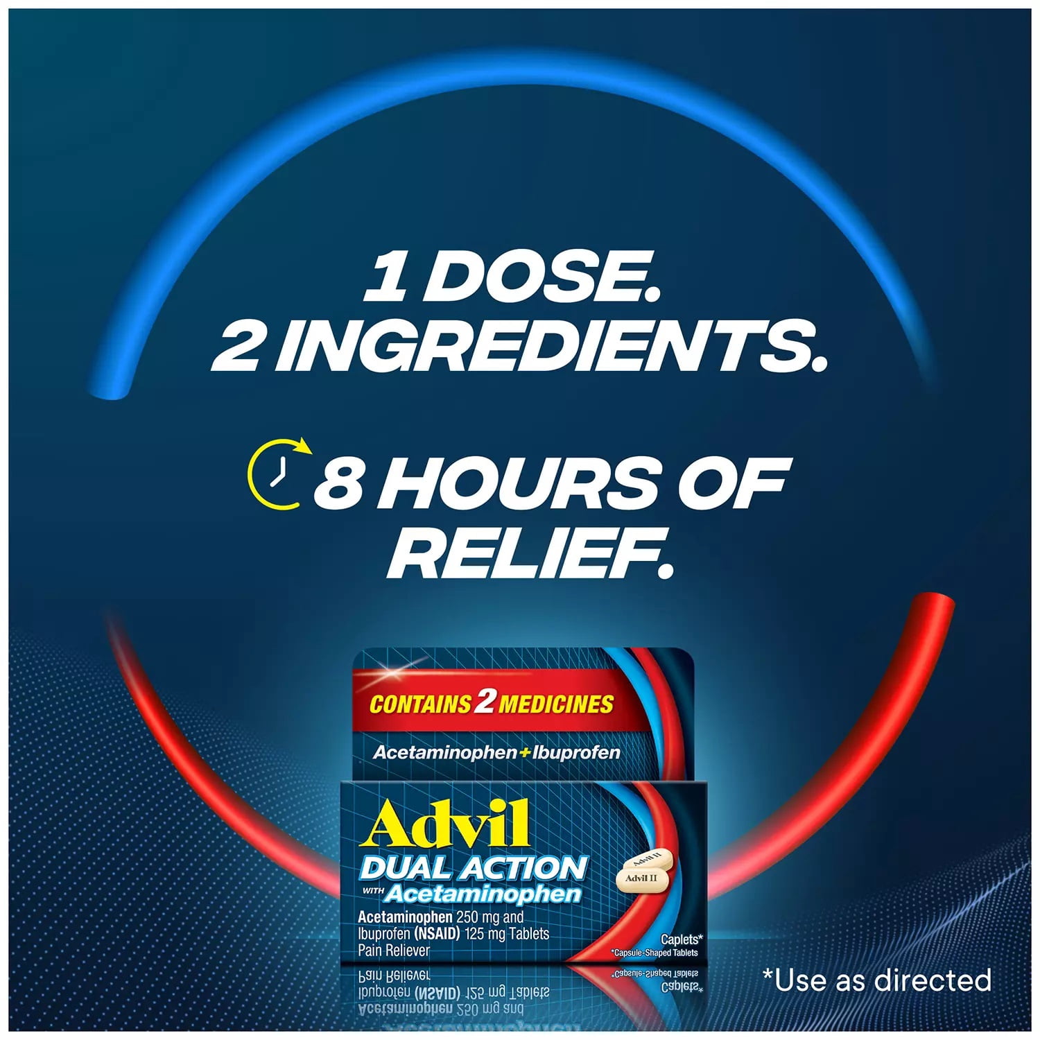 Advil Dual Action Coated Caplets w/ Acetaminophen, 240 Count