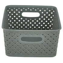Simplify's Small Resin Wicker Storage Bin Gray (25167-GREY)