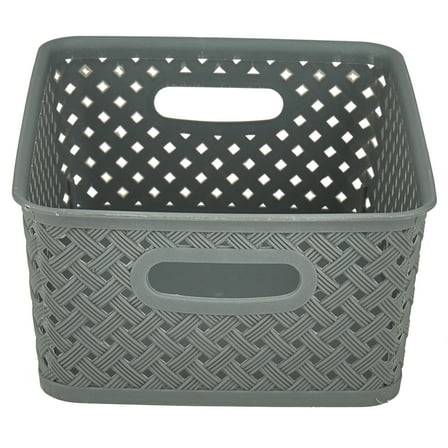 Simplify's Small Resin Wicker Storage Bin Gray (25167-GREY)