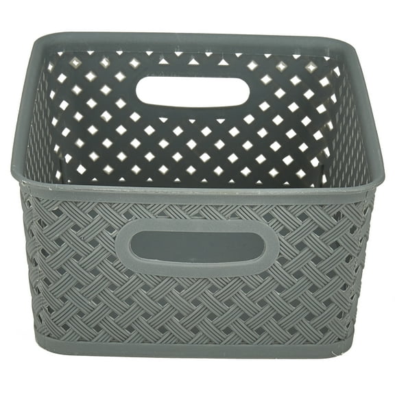 Simplify's Small Resin Wicker Storage Bin Gray (25167-GREY)