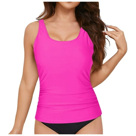 Yindaity Women s Underwire Tankini Top Only - Push Up Swimsuit Top with Bra Support Tummy Control Bathing Suit Top No Bottom 2025 Tankini Tops for Women Swimwear Top Only(Hot Pink M)