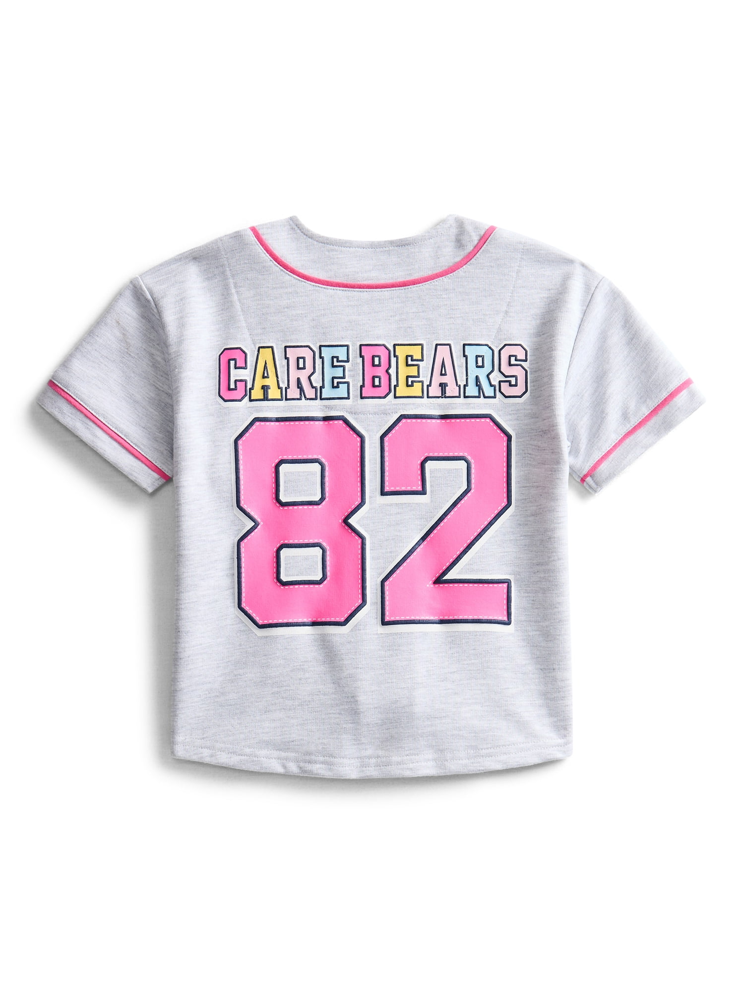 Care Bears Toddler Button Down Baseball Jersey with Short Sleeves, Sizes 12M-5T