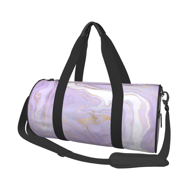 Balery Lavender Glitter Foil Stripes Bolsa de Gimnasio para Mujeres y Hombres, Bolsa de Viaje Impermeable, Bolsa de Fin de Semana con Compartimento para Zapatos y Bolsillo Húmedo