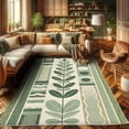 thumbnail image 2 of Ambesonne Mid Century Decorative Rug Carpet, Modern Botanical Simple, 2' 5" x 5', Olive Green Ivory, 2 of 5