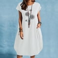 thumbnail image 2 of Robes pour Femmes 2022 Robe à Manches Courtes à Col Rond Grande Taille Robe Imprimée Décontractée Ample d'Été Midi avec Poches, 2 of 4